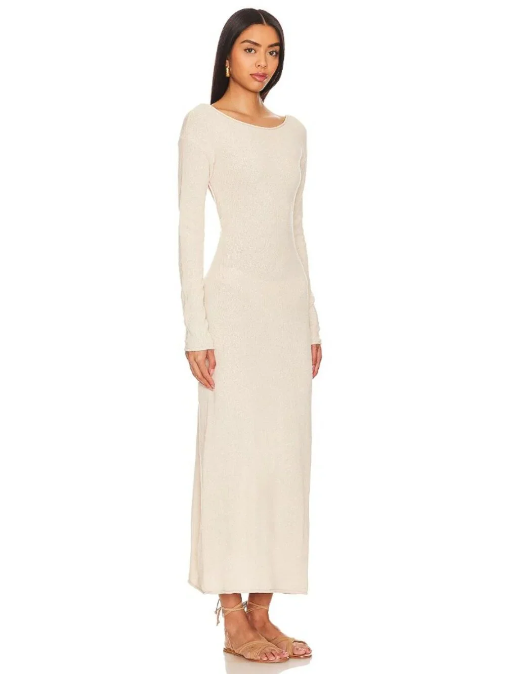 New! Onia Sandshell Crochet Knit Long Sleeve Maxi Dress Medium NWT 38432